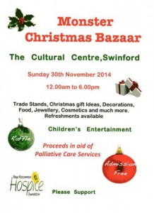 Swinford Hospice Shop Christmas Bazaar 2014 will be held on Sunday 30th November. Visit Swinford Notes on Swinford.ie for more details.