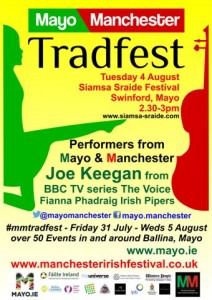 Joe Keegan from the BBC TV series The Voice will be make an appearance at this years 2015 Siamsa Sraide Festival in Swinford on Tuesday 4th August. Visit Swinford.ie for more details.