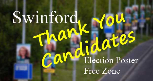 Swinford Election Poster Free Zone - thank you candidates